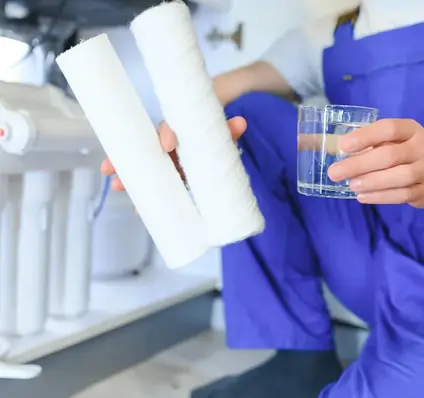 Worker installing Water Filter - Plumber Pro Dallas