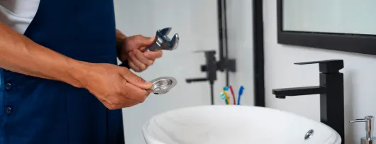 Plumber installing bathroom sink faucet and fittings – Plumber Pro Dallas