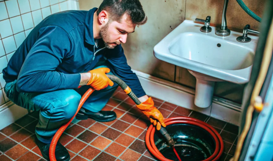Plumber performing professional drain cleaning service – Plumber Pro Dallas